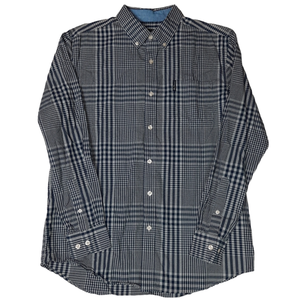 Ben Sherman Navy Plaid Check LS Button Down Shirt SZ L
